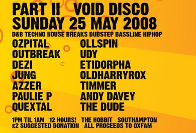 Void Party flyer info for 25th May